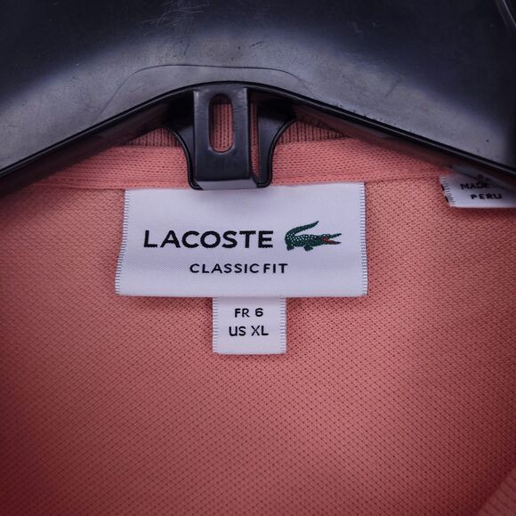 Lacoste Polo Shirt Mens 6 XL Light Red Gator Classic Fit - Picture 10 of 12